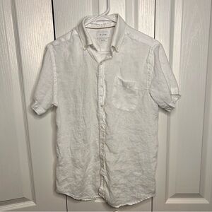 Porter & Ash Linen Dress Shirt Men’s Small White Short Sleeve Button Front